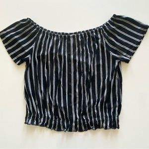 H&M Off the Shoulder Strip Top - black